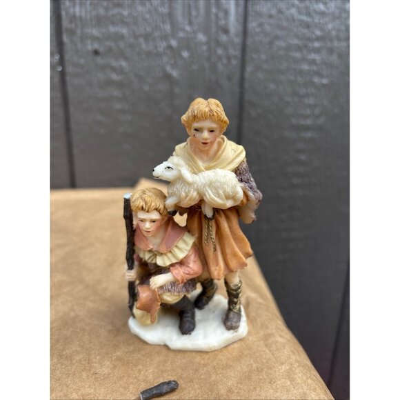 1996 Holiday Workshop Hand-Painted Resin Nativity Scene Shepherd & Lamb Figurine - Picture 1 of 7